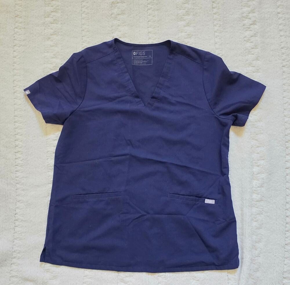 Figs Casma Scrub Top Navy XL